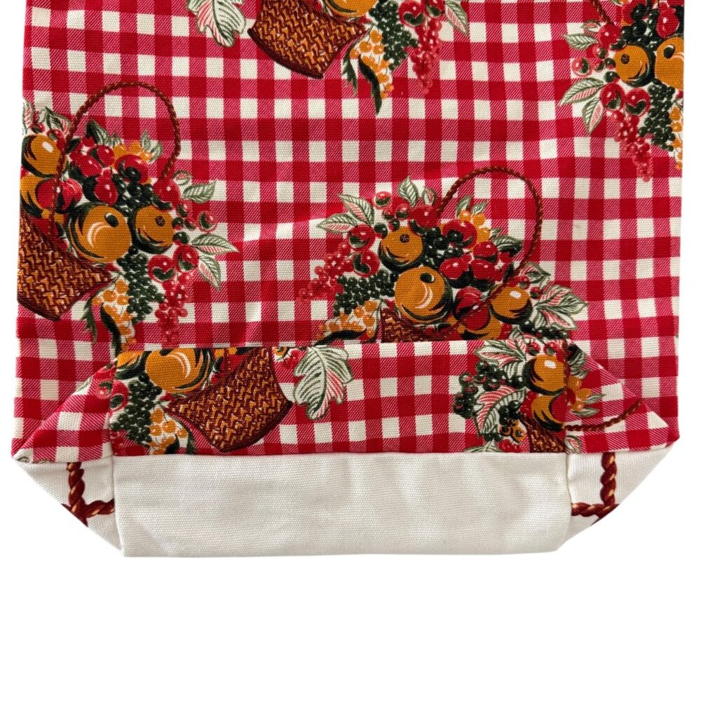 Tory Burch Red Fruits de Marche Plaid Gingham Market Tote Shopping Canvas Bag - Picture 6 of 16